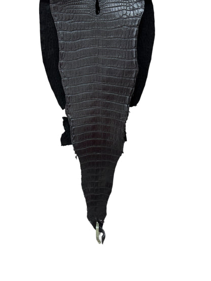 29 cm Grade 2/3 Metallic Black Shimmer Matte Farm-Raised American Alligator Leather - Tag: LA17-0134022