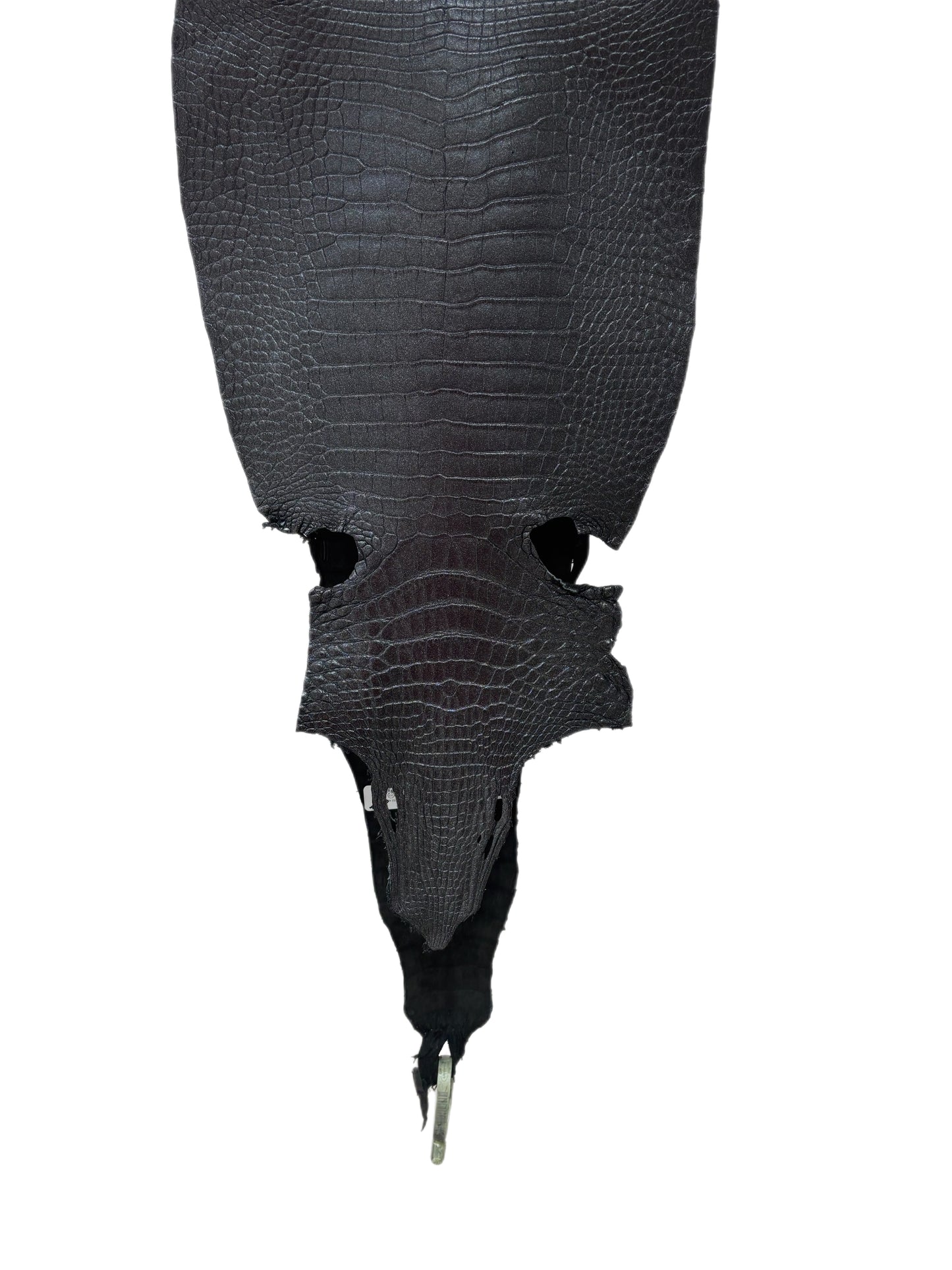 29 cm Grade 2/3 Metallic Black Shimmer Matte Farm-Raised American Alligator Leather - Tag: LA17-0134022
