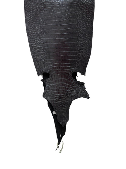 32 cm Grade 1 Metallic Black Shimmer Matte Farm-Raised American Alligator Leather - Tag: LA17-0274245