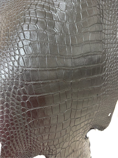 35 cm Grade 3/4 Metallic Black Shimmer Matte Wild American Alligator Leather - Tag: LA23-0050054