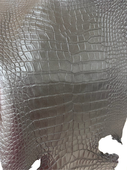 35 cm Grade 2/3 Metallic Black Shimmer Matte Wild American Alligator Leather - Tag: LA18-0013492