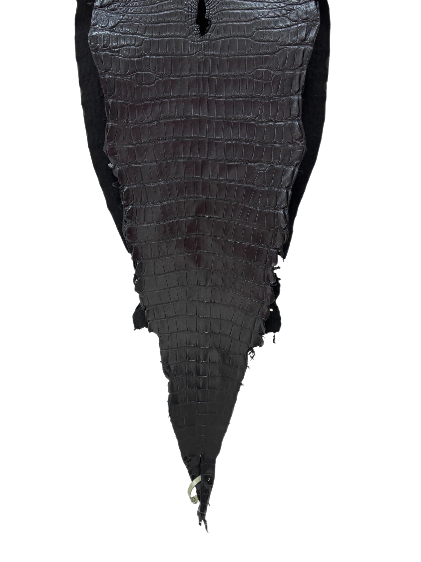 32 cm Grade 1/2 Metallic Black Shimmer Matte Farm-Raised American Alligator Leather - Tag: LA17-0274665