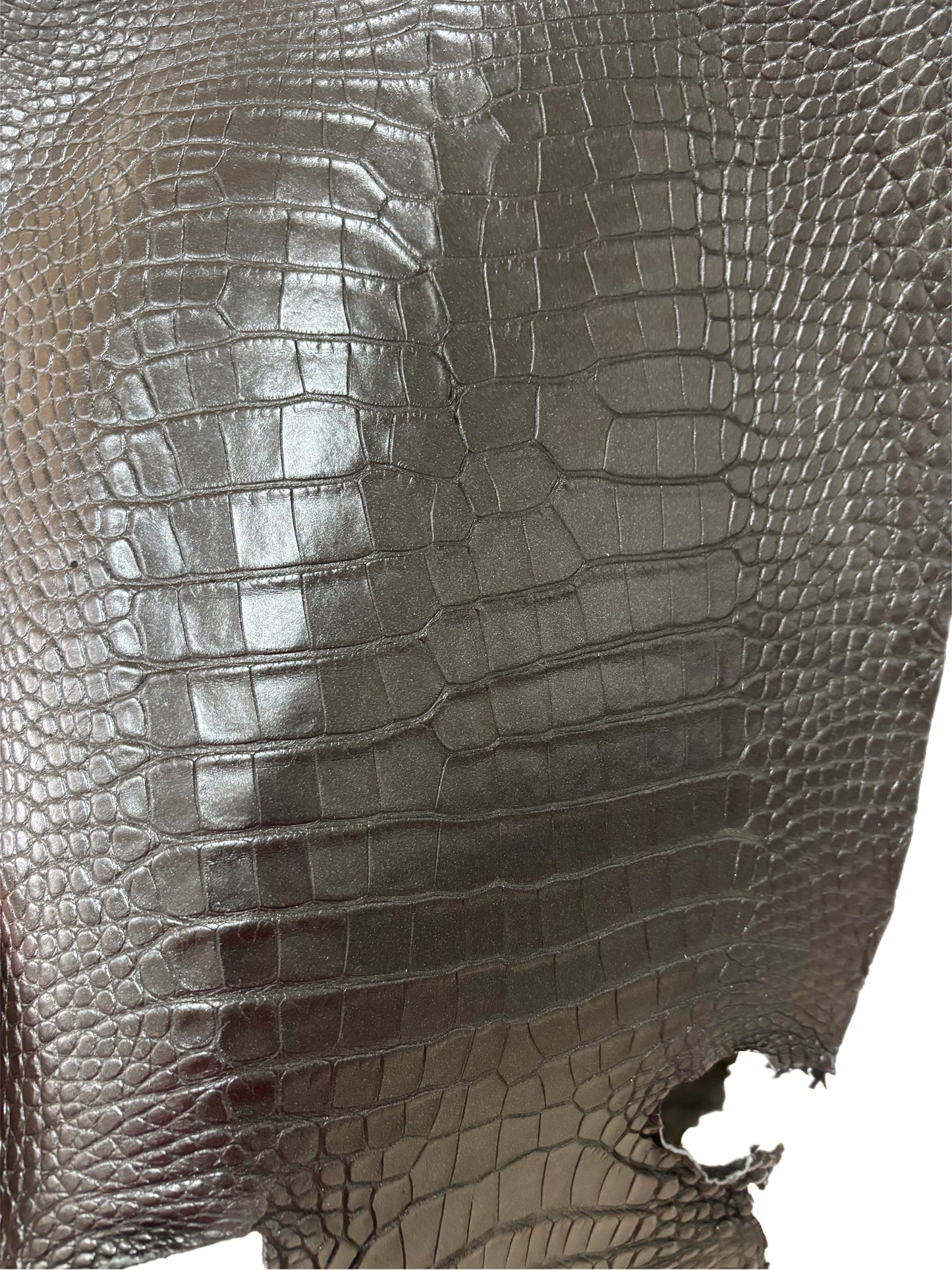 30 cm Grade 1/2 Metallic Black Shimmer Matte Farm-Raised American Alligator Leather - Tag: LA17-0274718