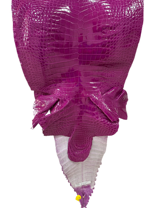 51 cm Grade 1/2 Magenta Glazed Farm-Raised American Alligator Leather - Tag: GA13-0024538