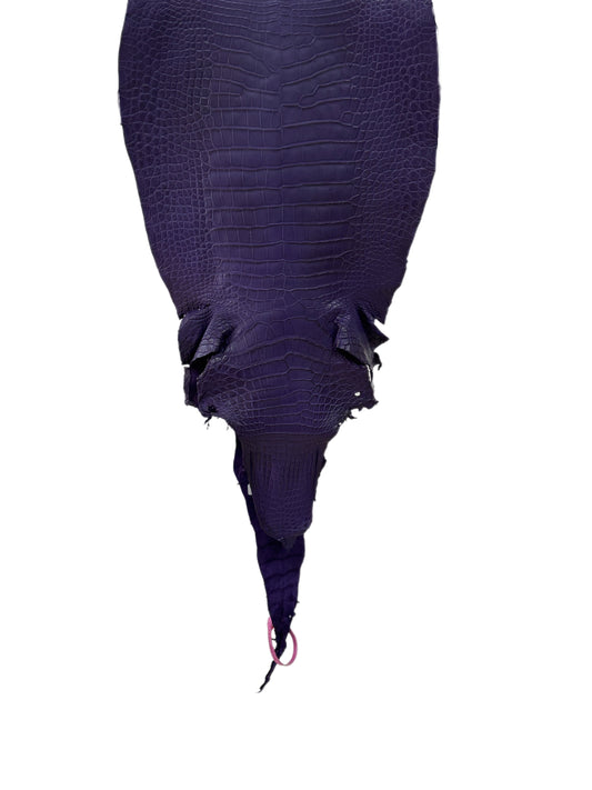 37 cm Grade 2/3 Violet Primavera Matte Wild American Alligator Leather - Tag: LA23-0001309