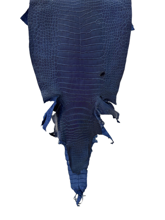 37 cm Grade 3/4 Admiral Blue Matte Wild American Alligator Leather - Tag: LA23-0007214