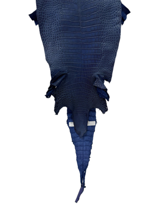 25 cm Grade 2/3 Admiral Blue Matte Farm-Raised American Alligator Leather - Tag: LA24-0228850