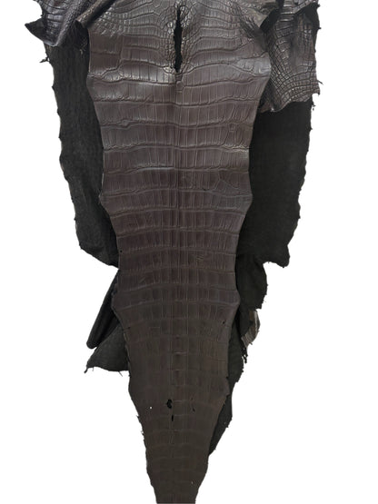 57 cm Grade 2/3 Black Matte Wild American Alligator Leather - Tag: LA23-0030701