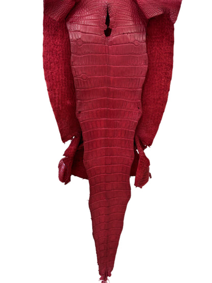 42 cm Grade 3/4 Scarlet Matte Wild American Alligator Leather - Tag: LA23-0027784