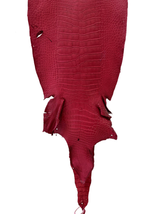39 cm Grade 3/4 Scarlet Matte Wild American Alligator Leather - Tag: LA23-0025178