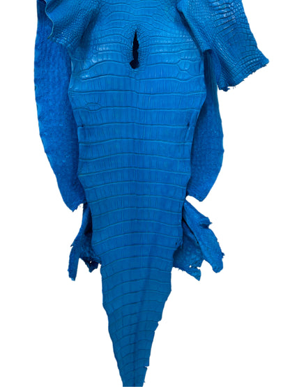 42 cm Grade 2/3 Ultramarine Matte Wild American Alligator Leather - Tag: LA23-0003483