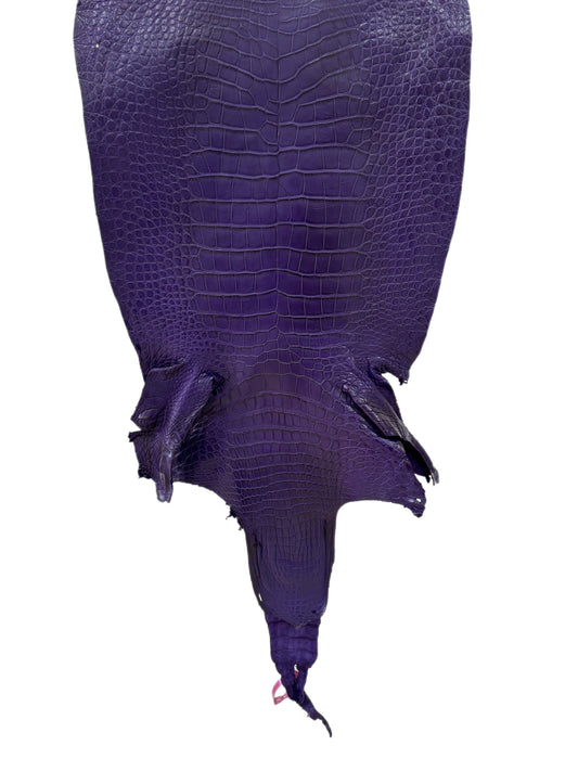41 cm Grade 2/3 Violet Primavera Matte Wild American Alligator Leather - Tag: LA23-0019935
