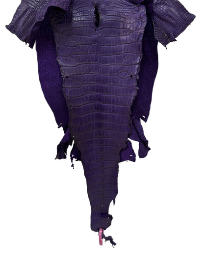 35 cm Grade 1/2 Violet Primavera Matte Wild American Alligator Leather - Tag: LA23-0048140