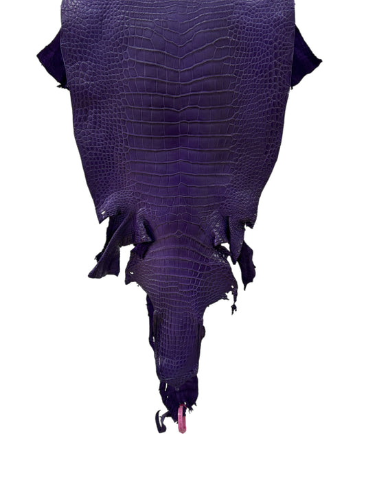 35 cm Grade 1/2 Violet Primavera Matte Wild American Alligator Leather - Tag: LA23-0048140
