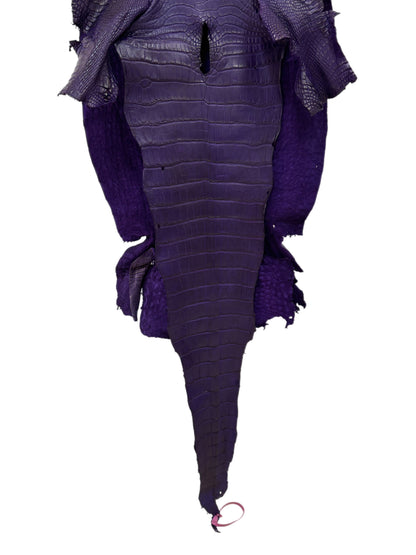 44 cm Grade 2/3 Violet Primavera Matte Wild American Alligator Leather - Tag: LA23-0017974