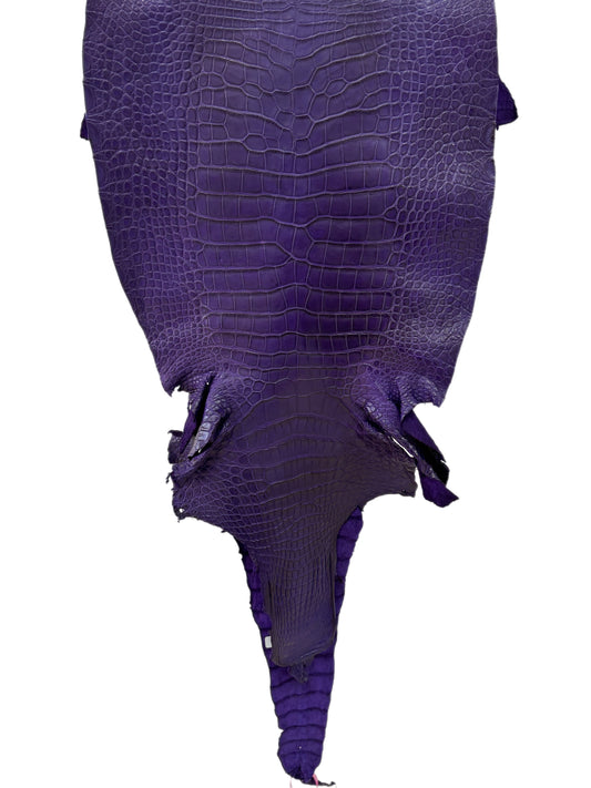 43 cm Grade 2/3 Violet Primavera Matte Wild American Alligator Leather - Tag: LA23-0007225