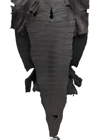 46 cm Grade 2/3 Black Matte Wild American Alligator Leather - Tag: LA23-0051766
