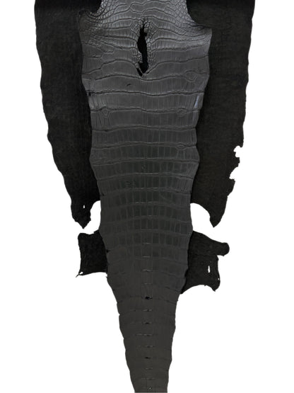 48 cm Grade 2/3 Black Matte Wild American Alligator Leather - Tag: LA22-0021489