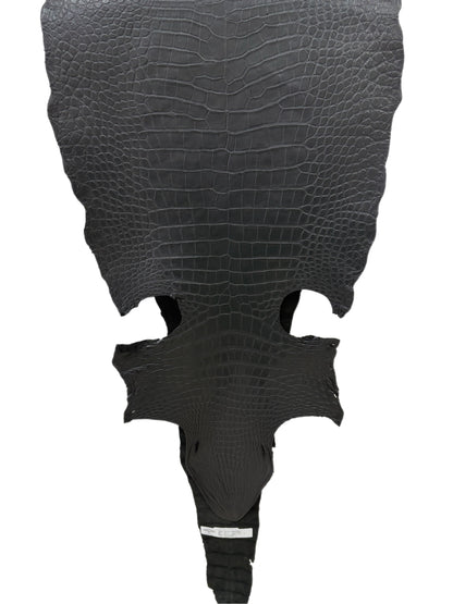 45 cm Grade 2/3 Black Matte Wild American Alligator Leather - Tag: LA22-0004052