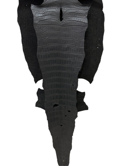 43 cm Grade 3/4 Black Matte Wild American Alligator Leather - Tag: LA22-0004177