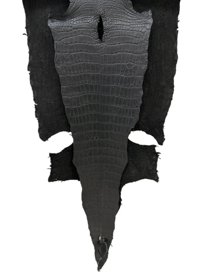 50 cm Grade 4/5 Black Matte Wild American Alligator Leather - Tag: LA22-0020979