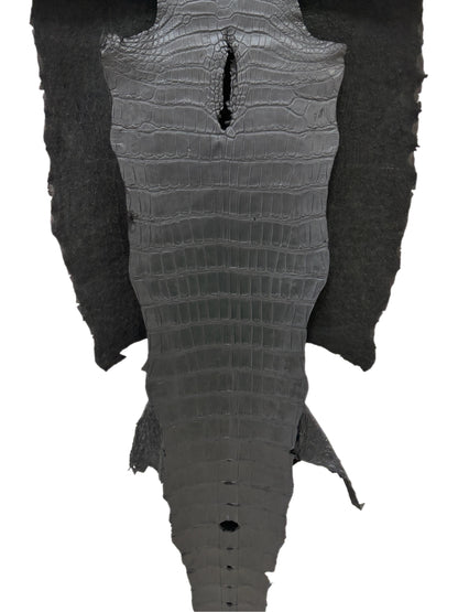 53 cm Grade 2/3 Black Matte Wild American Alligator Leather - Tag: LA22-0021534