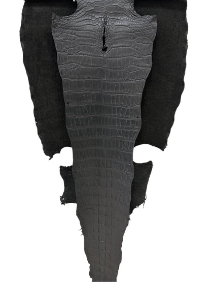 49 cm Grade 3/4 Black Matte Wild American Alligator Leather - Tag: LA22-0021052