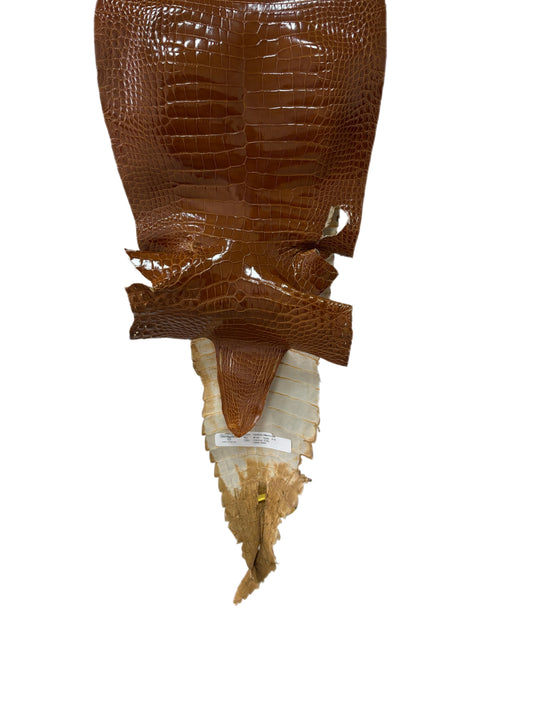 28 cm Grade 2/3 Cognac Glazed Farm-Raised American Alligator Leather - Tag: FL22-0030377