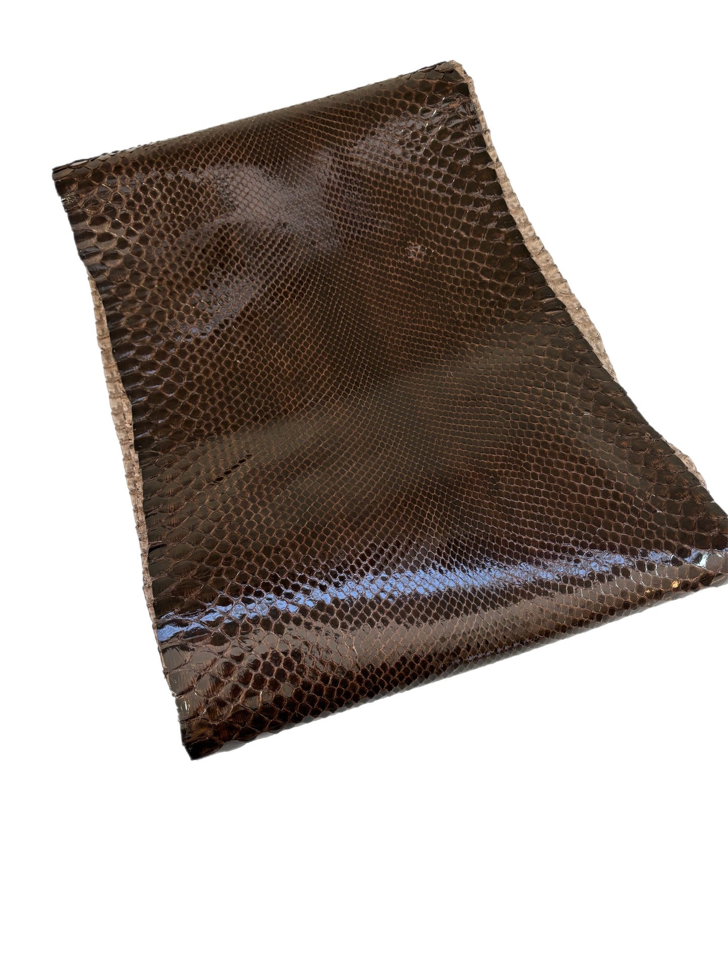 3.4 M Front Cut Brown Glazed Python Leather