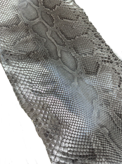 3 M Front Cut Silver Metallic Python Leather With Markings
