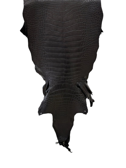 40 cm Grade 1/2 Black Matte Wild American Alligator Leather - Tag: LA23-0024526