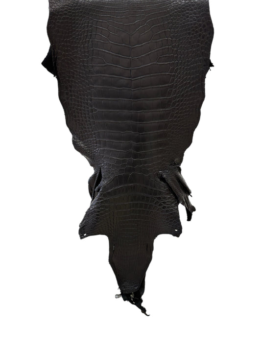 40 cm Grade 1/2 Black Matte Wild American Alligator Leather - Tag: LA23-0024526