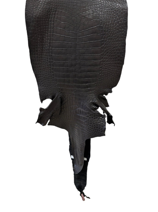 44 cm Grade 2/3 Black Matte Wild American Alligator Leather - Tag: LA24-0022762