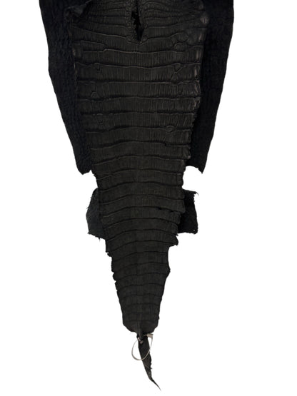 37 cm Grade 2/3 Black Nubuck Wild American Alligator Leather - Tag: LA23-0018416