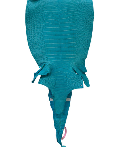 26 cm Grade 1/2 Turquoise Matte Farm-Raised American Alligator Leather - Tag: LA24-0228832