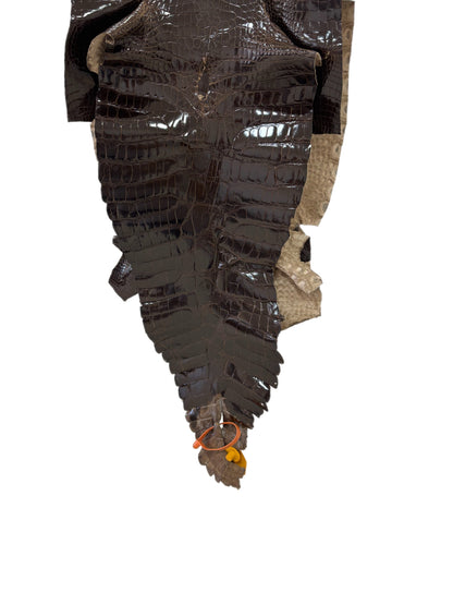 36 cm Grade 1/2 Sport Rust Brown Glazed Farm-Raised American Alligator Leather - Tag: GA14-0021192