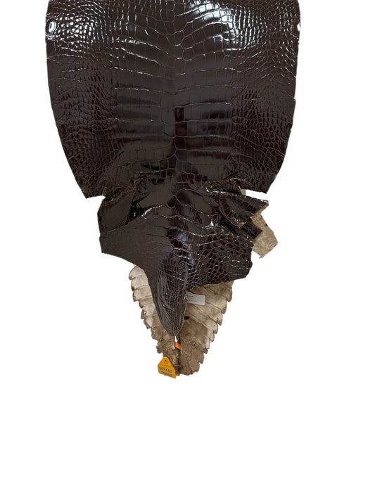 36 cm Grade 1/2 Sport Rust Brown Glazed Farm-Raised American Alligator Leather - Tag: GA14-0021192