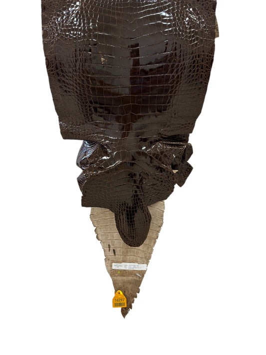 35 cm Grade 2/3 Sport Rust Brown Glazed Farm-Raised American Alligator Leather - Tag: GA13-0020396