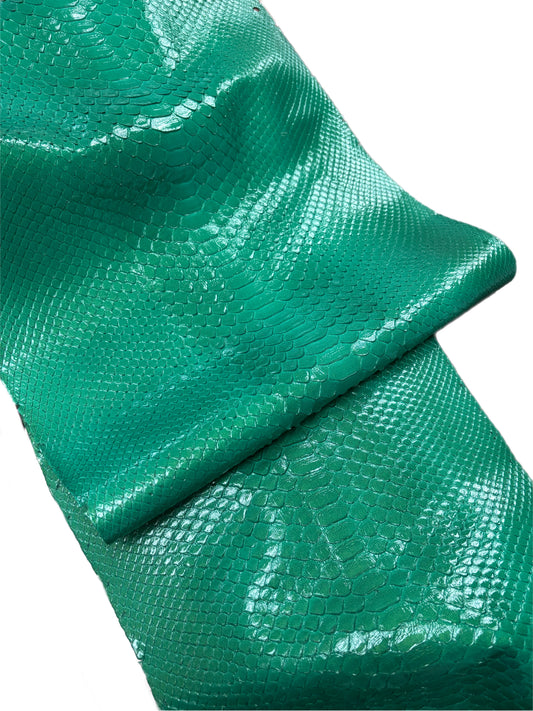 2.4 M Back Cut Emerald Green Matte Python Leather