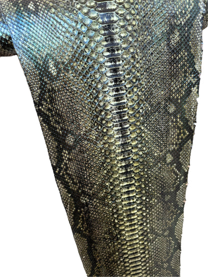 3.2 M Back Cut Antique Gold Glazed Python Leather with Markings
