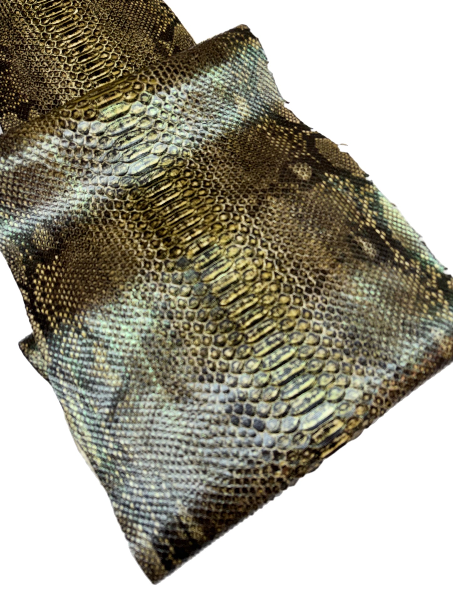 3.2 M Back Cut Antique Gold Glazed Python Leather with Markings