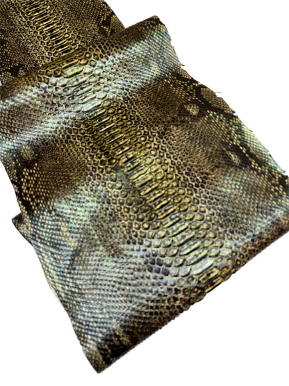 3.2 M Back Cut Antique Gold Glazed Python Leather with Markings