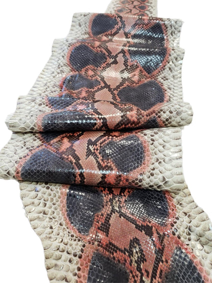 2.8 M Front Cut Hand-Painted Python Leather with Natural Markings