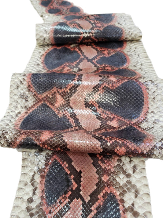 2.8 M Front Cut Hand-Painted Python Leather with Natural Markings