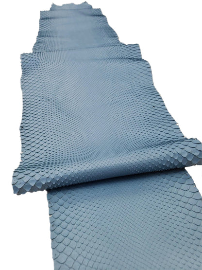 2.4 M Front Cut Light Blue Matte Python Leather