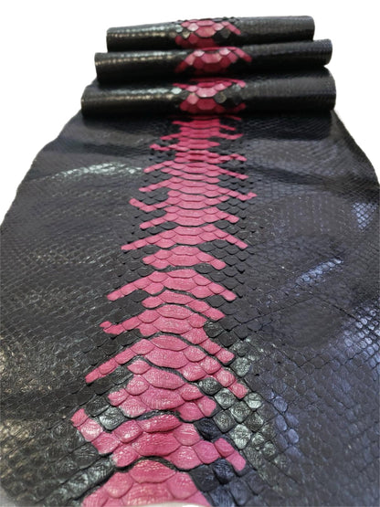 1.4 M Back Cut Black and Pink Matte Python Leather