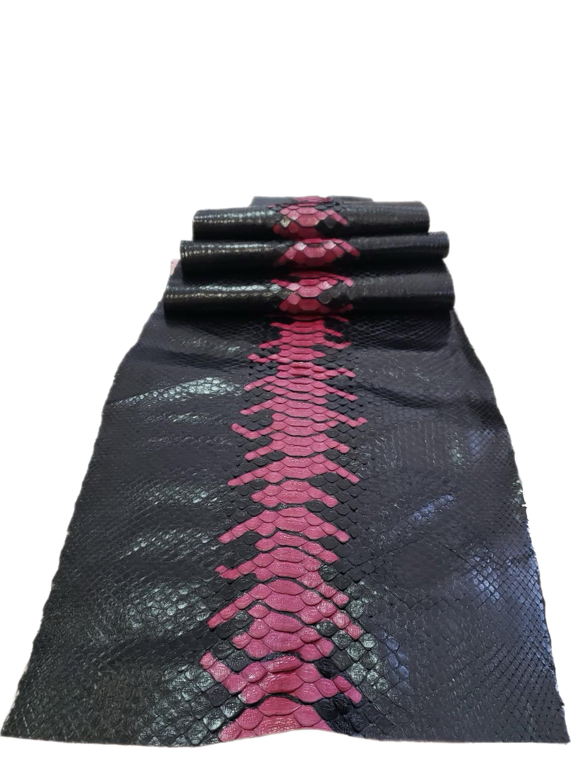 1.4 M Back Cut Black and Pink Matte Python Leather