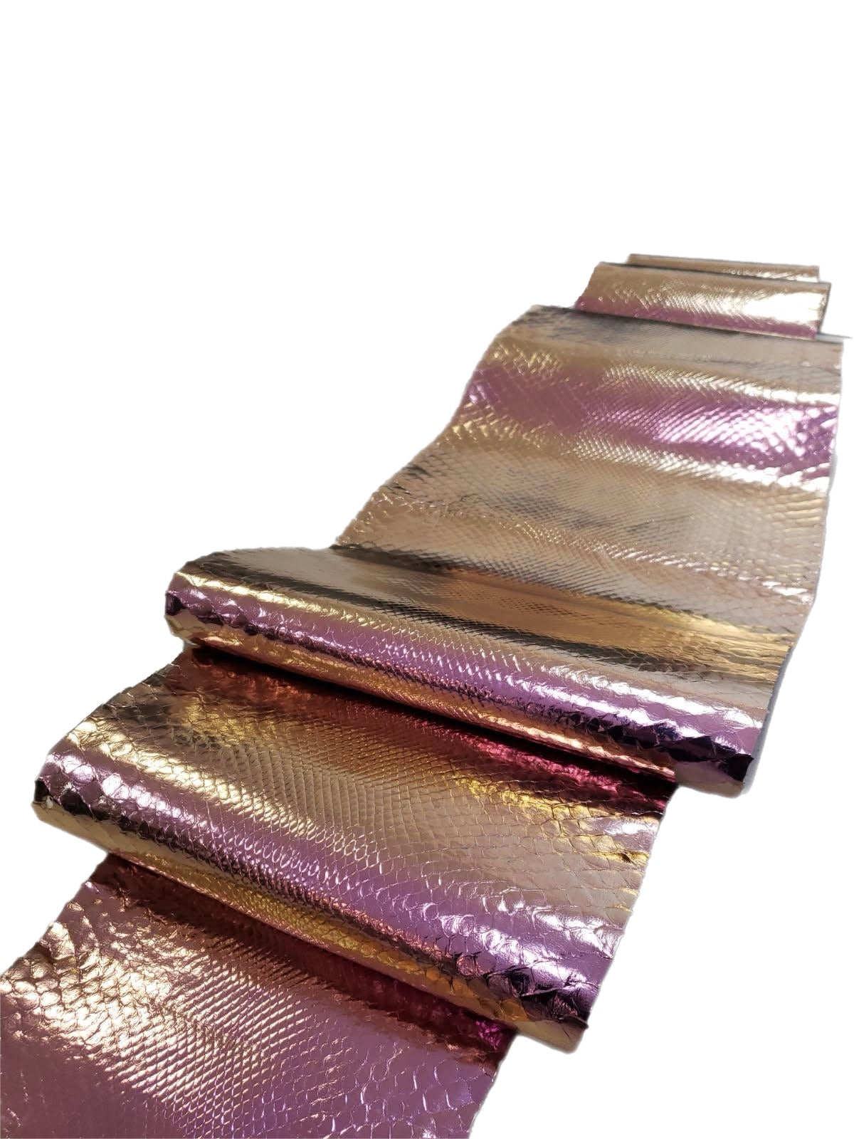 2.48 M Front Cut Iridescent Metallic Pink Python Leather