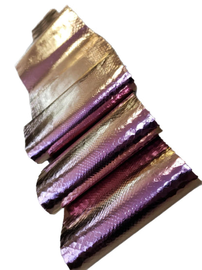 2.48 M Front Cut Iridescent Metallic Pink Python Leather