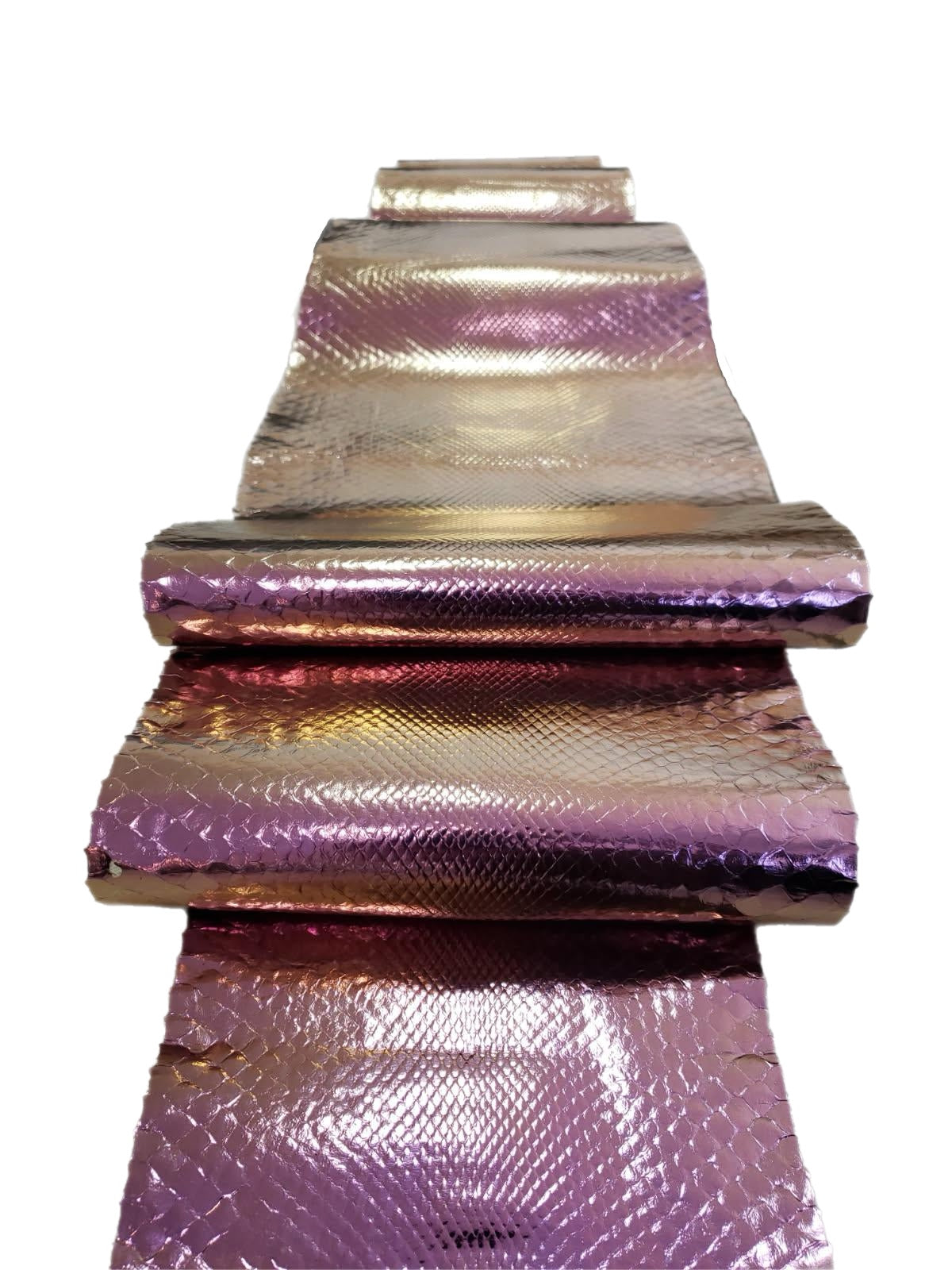 2.48 M Front Cut Iridescent Metallic Pink Python Leather